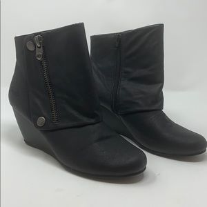 Blowfish Wedge Vegan Leather Zippered Bootie